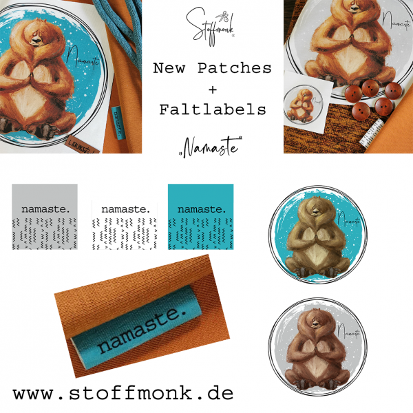 Patch / Aufnäher  - Bär NAMASTE - Grau